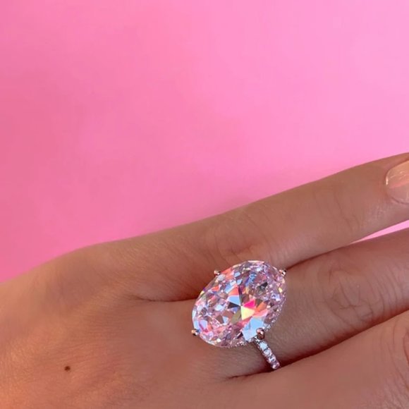 10 Carat Oval Cut Ring, 925 Sterling Silver - Picture 2 of 4